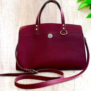 NWOT Anne Klein Burgundy Satchel Bag w/Dual Handles & Adjustable Crossbody Strap